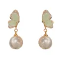 Chic pendientes colgantes de mariposa de cristal y perla para mujer, diseño de lujo ligero. - 27# Pendientes Colgantes de Mariposa de Cristal y Perla Artificial