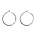 Chic light blue twist hoop earrings featuring sparkling details for daily fashion wear. - Thick Silver Enamel Twisted Large Hoop / Blue