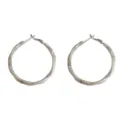Silver twisted hoop earrings for women, minimalist daily wear chic fashion jewelry new style - Thick Silver Enamel Twisted Large Hoop / White