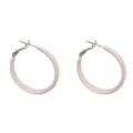 Light pink enamel hoop earrings, simple fresh style versatile daily wear jewelry for women. - Enamel Circle Hoop Earrings / Pink