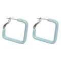 Orecchini a cerchio quadrati smaltati azzurri, design geometrico elegante per donne quotidiane. - Orecchini a Cerchio Quadrati in Smalto / Blu