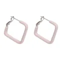 Orecchini a cerchio quadrati rosa chiaro, orecchini geometrici minimalisti per stile quotidiano. - Orecchini a Cerchio Quadrati in Smalto / Rosa