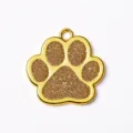 Placa de identificacion de mascota huella dorada aleacion de zinc con purpurina. - Dorado con Purpurina