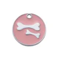 Roze ronde bot patroon metaal huisdier ID tag hondenhalsband charm accessoires - Diameter: 2,5 cm / Roze