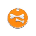 Ronde zinklegering hondenpenning met botpatroon, anti-verloren huisdier halsband hanger voor katten. - Diameter: 2,5 cm / Oranje