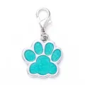 Sparkling turquoise paw print metal pet ID tag with lobster clasp for dogs and cats. - 2.7*2.9cm / Turquoise Glitter