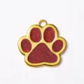 Gold Metal Red Glitter Paw Print Pet ID Tag Anti-Lost Dog Cat Metal Pendant Accessory - Glitter Red