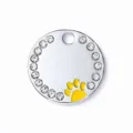 Pendentif Rond de Plaque d'Identité pour Animal Strass Époxy Empreinte de Patte Collier - 2.5cm / Jaune