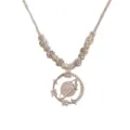 Collar con colgante de planeta de diamantes de imitación plateados y cadena texturizada. - Colgante de Planeta de Circonia (Chapado en Oro Real Engrosado)