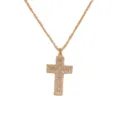 Elegant gold-plated cross pendant necklace sparkling with micro zircon stones for women and girls. - Gold