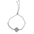 Silver four-leaf clover charm bracelet adjustable sliding chain sparkling stone jewelry - Rotating Four-Leaf Clover / Silver