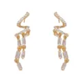 Boucles d'oreilles pendantes torsadées en zircon exquises avec pierres brillantes pour femmes. - Or