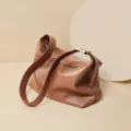 Borsa a tracolla in morbida pelle marrone grande capacità borsa hobo casual da donna - Marrone