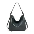 Borsa a tracolla in pelle grigio scuro, elegante borsa hobo con zip per donne pendolari. - Blu Grigio