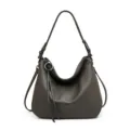Borsa a tracolla in vera pelle per donna, grande capacità shopper e borsa a mano elegante. - grigio elefante
