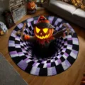 Tapis rond en velours cristal d'Halloween 3D illusion d'optique pour décoration de salon - Halloween 7