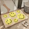 Tapis de sol pelucheux visage souriant jaune antidérapant absorbant mignon chambre bain - 30x50cm / Style 2