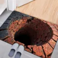 3D visual illusion floor mat, anti-slip doormat, funny 3D hole entryway rug for home decor. - 40*60cm (Skin-Friendly Crystal Velvet) / Optical Illusion Ancient Well - Black & Red