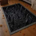 Detailed view of the 3D tentacle Halloween rug on wooden floor, scary holiday decor mat. - 40*60cm / Halloween Rug Style Two