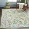 Bohemian vintage floral washable area rug for living room bedroom non-slip decorative carpet - RZMM-Floral (3) / 40*60cm (Faux Cashmere + Washable Base)