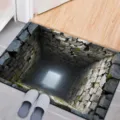 3D visual abyss illusion floor mat, anti-slip crystal velvet entryway rug for home decor. - Optical Illusion Ancient Well - Vintage