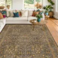 Bohemian vintage botanical faux cashmere area rug for cozy living room bedroom floor decor. - RZMM-Flowers (4) / 40*60cm (Faux Cashmere + Washable Base)