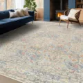 Vintage botanical pattern area rug detail showcasing floral vines in a cozy living room decor. - RZMM-Flowers (5) / 40*60cm (Faux Cashmere + Washable Base)