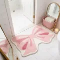 Leuke roze strik pluche vloermat, zacht antislip vloerkleed voor slaapkamer en badkamer gebruik. - Stijl-5