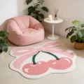 Schattig strik kers getuft vloerkleed voor slaapkamer, zachte esthetische kamer mat. - Stijl-7