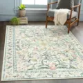 Bohemian vintage floral faux cashmere rug detail, non-slip living room bedroom accent mat. - RZMM-Flowers (6) / 40*60cm (Faux Cashmere + Washable Base)