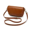Retro brown leather crossbody bag casual shoulder square bag for women brown variant - Yellow