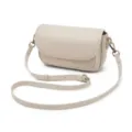 Beige retro women's crossbody bag, chic minimalist shoulder handbag with adjustable strap. - Off White