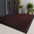 Textured anti-slip doormat detail, durable nylon and PVC loop wire for home porch. - 50*80CM / Red & Black Elastic Mat