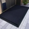 Textured mesh surface and durable black border detail of the heavy-duty entrance floor mat. - 50*80CM / Blue Elastic Mat