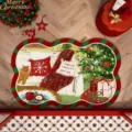 Tappeto natalizio con bordo ondulato e motivo con scena di neve, antiscivolo per casa. - 30*40cm / Tempo di Natale dell'omino di pan di zenzero