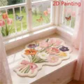 Charming floral bouquet shaped rug detail, cozy window sill tufted cashmere mat decor. - 0621Zd Bouquet - 7