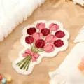 Cute tulip bouquet shaped bedroom rug plush fluffy bedside floor mat cozy room decor - Bouquet Series 0621Zd-8