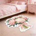 Pink floral bouquet shaped bedroom rug, cute girl style bedside warm anti-slip fluffy carpet. - Bouquet Series 0621Zd-9