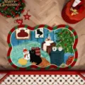 Tappeto natalizio con bordo ondulato, tappeto stile pittura a olio, decorazione festiva per casa. - 30*40cm / Casa di Natale del gatto