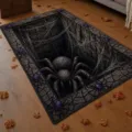 Halloween 3D illusion spider web rug detail view, anti-slip floor mat for room decor props - 40*60cm / Halloween Rug Style Nine