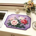 Tappetino assorbente per bancone da cucina con un bellissimo motivo di rose viola - 30*40cm / GD-Tappetino scolapiatti in stile cinese-15