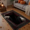 Halloween 3D illusion rug detailed view showing creepy hands and vintage rose border. - 40*60cm / Halloween Rug Style 11 (HR万圣大地毯-11)