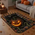 3D Halloween Pumpkin Floor Mat Evil Jack-O-Lantern Non-Slip Living Room Bedroom Decor Rug - 40*60cm / Halloween Rug Style 12 (HR万圣大地毯-12)