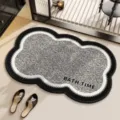 Fluffy bathroom floor mat anti-slip absorbent entryway carpet cloud shape black grey. - Fluffy Cloud Flower Shape YM-4714