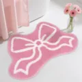 Roze strik pluche vloermat schattig zacht absorberend tapijt voor slaapkamer badkamer - Stijl-4