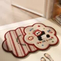 Süße Cartoon Panda Badematte rutschfest, 3D Wolle Stil saugfähige Fußmatte für den Eingang. - Blattflüstern-Kollektion - Dusseliger Bär