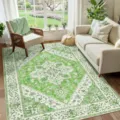 Bohemian vintage washable faux cashmere area rug for living room bedroom green patterned - 40*60cm (Faux Cashmere + Washable Base) / Grass Green
