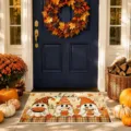Paillasson d'entrée d'Halloween avec motif de fantôme mignon et citrouille, tapis de porche. - 0624BFWSJ-2 / 40x60cm