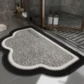 Black and white irregular cloud shape bathroom bath mat, non-slip and super absorbent rug. - 30*40cm / Wispy Clouds Cloud-Shaped YM-4716