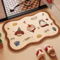 Cartoon animal absorbent bath mat plush floor rug for home bathroom decor and entryway. - 40*60cm [Soft Faux Cashmere] / Starry Whisper - Wave - Faux Cashmere